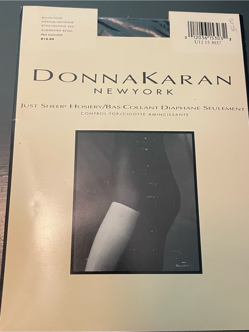 VTG Donna Karan New York Just Sheer PantyHose Black size medium style 266